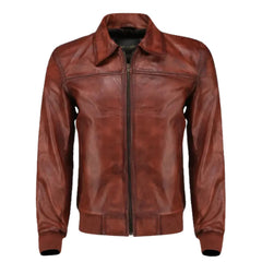 Boyd's Rust Leather Jacket with ribbed cuffs