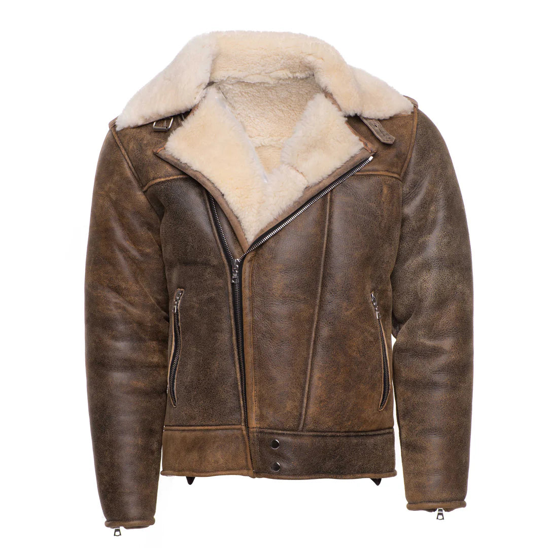 Carter's Distressed Leather Biker Bomber Jacket