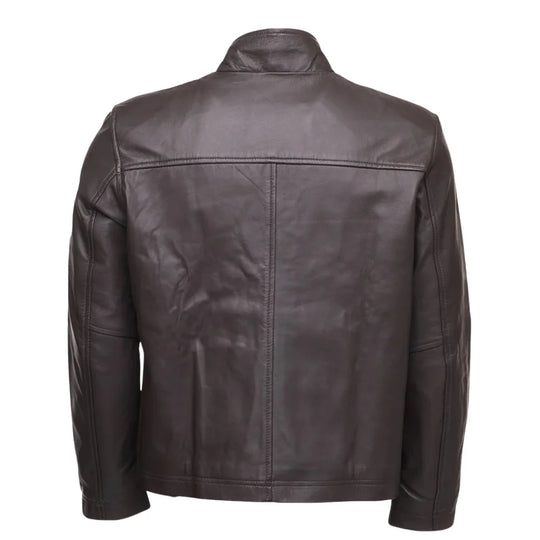 Henry Mateo Dark Brown Leather Jacket back view dark brown leather jacket