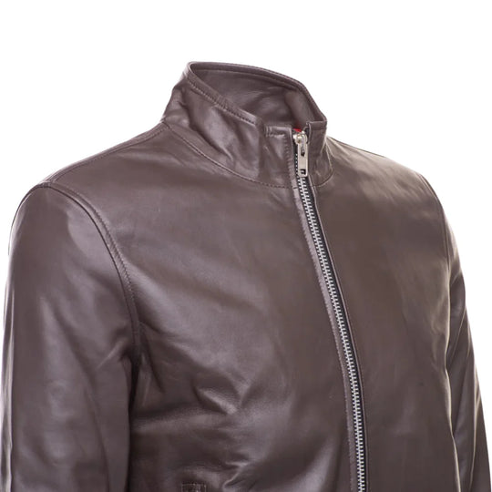 Henry Mateo Dark Brown Leather Jacket side profile dark brown leather jacket silhouette