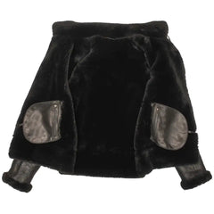 Close-up showing the full shearling lining inside the Lucas Black Aviator Bomber Shearling Jacket, highlighting the warmth and comfort it offers.
