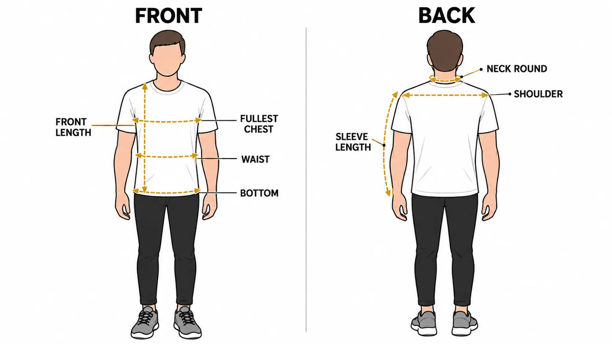 Men's size chart diagram