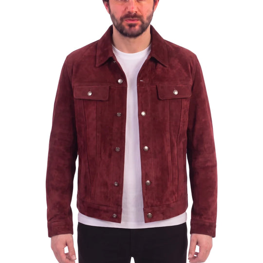 Weston's Maroon Suede Leather Shirt