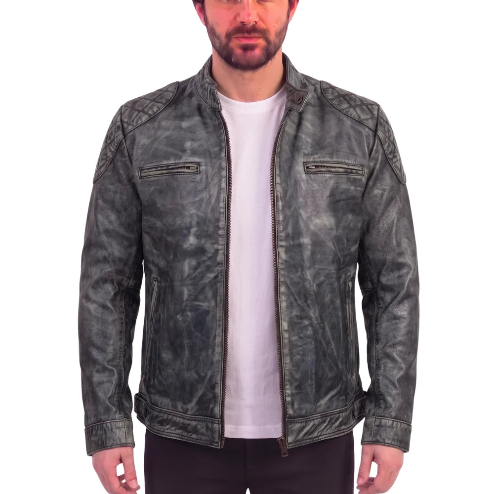 Grayson stone wash Cafe Racer jacket