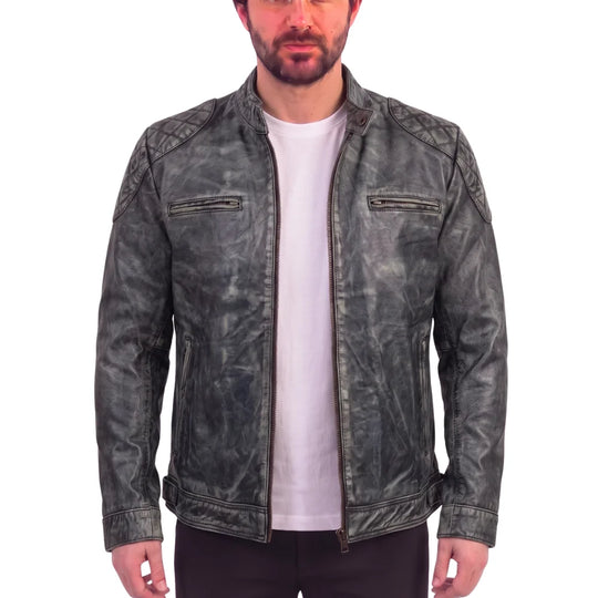 Grayson stone wash Cafe Racer jacket