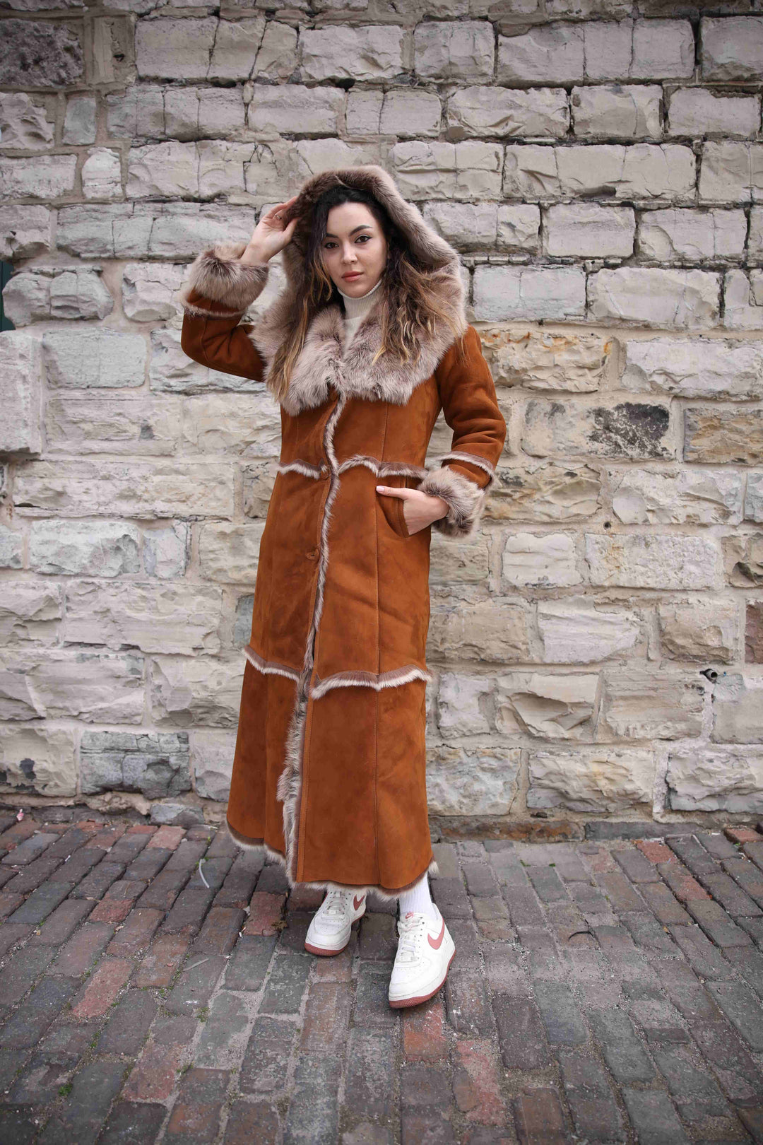 Camila Hooded Toscana Shearling Sheepskin Coat