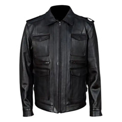 River Distressed Brown Leather Motorcycle Jacket front view distressed brown leather biker jacket