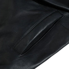Ryder Black Varsity Style Leather Jacket pocket detail leather varsity jacket design