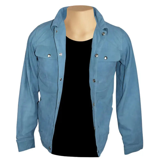 Sky blue suede shirt