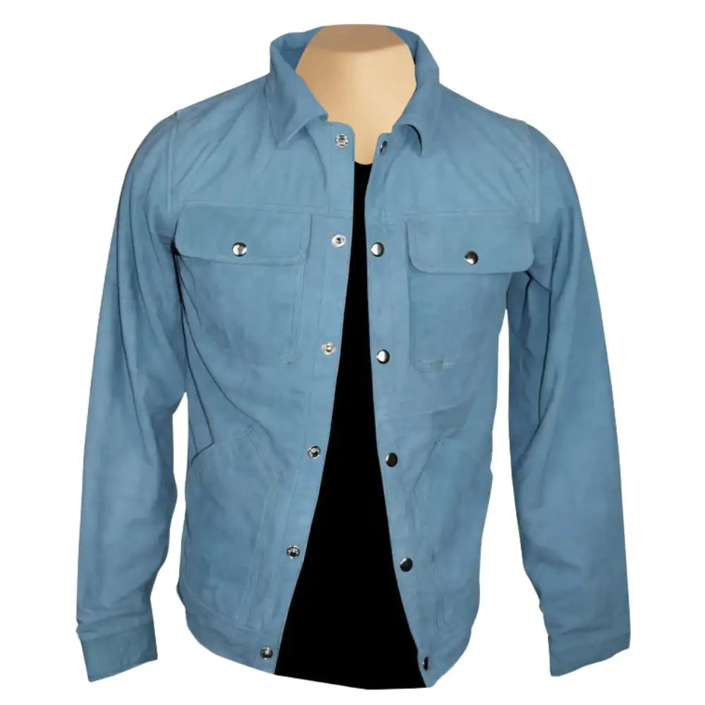 Sky blue suede shirt