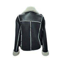 Vera Black on White Womens Shearling Jacket