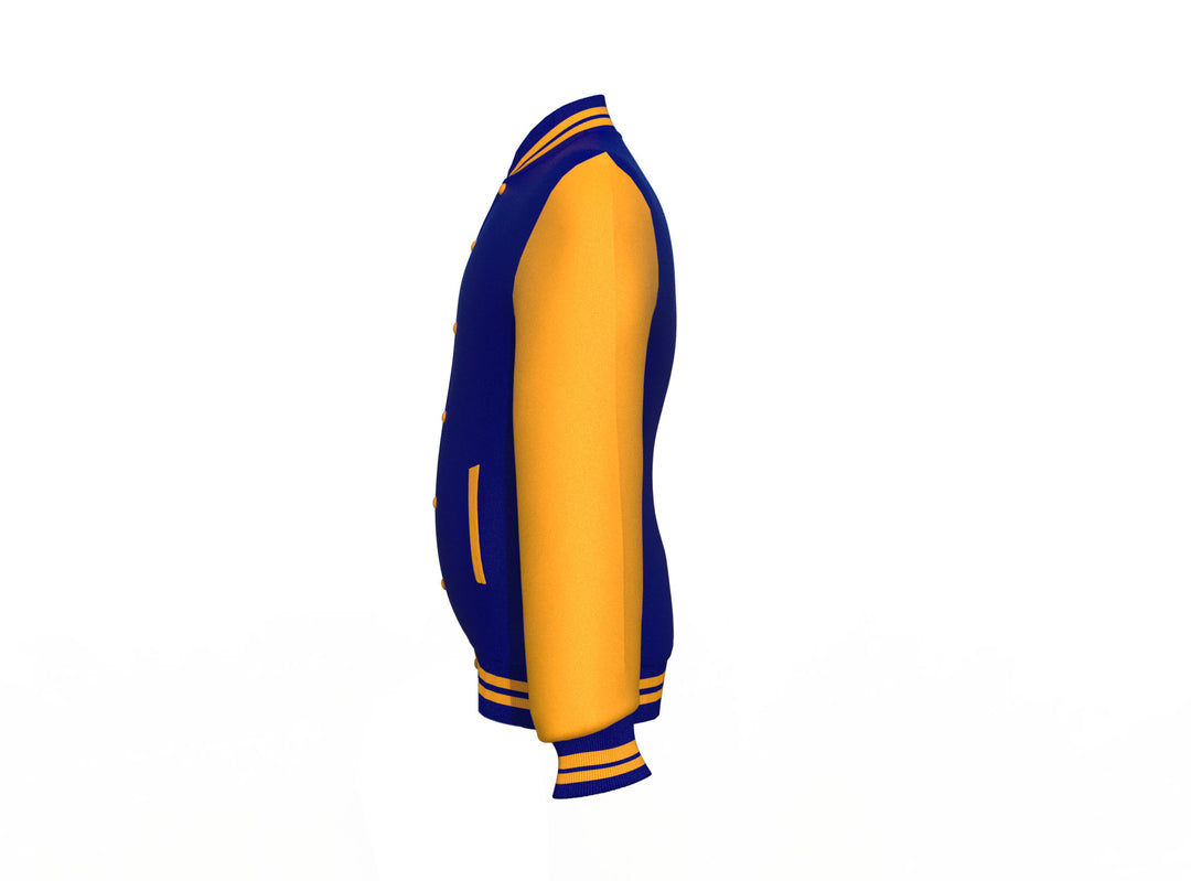 Lightweight Navy Varsity Letterman Jacket with Gold Sleeves