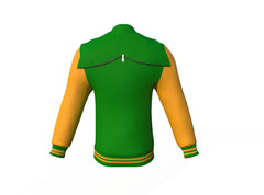 Comfortable Gold Sleeves Dark Green Varsity letterman jacket