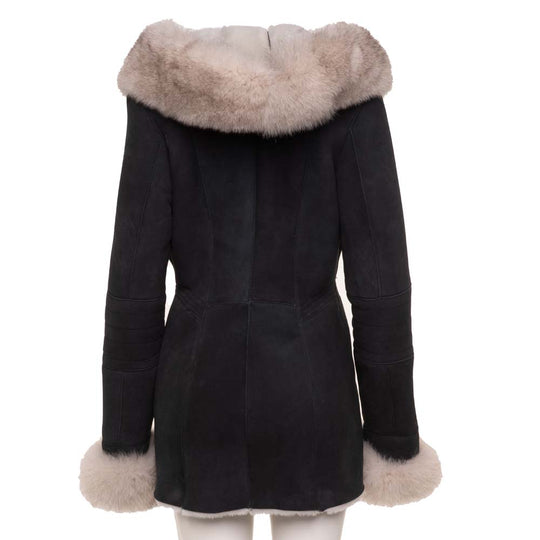 Izzys shearling and fox fur coat