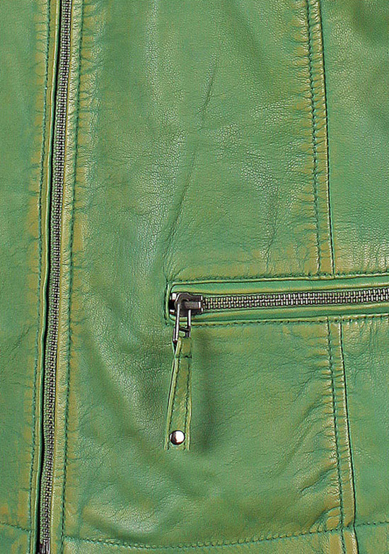 Pure Simi Kelly Green Leather Jacket for Women