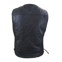 Adjustable Side Laces Unisex Motorcycle Leather Vest