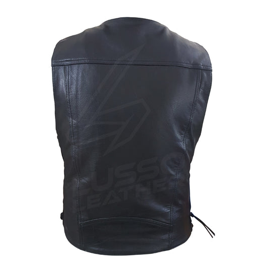 Adjustable Side Laces Unisex Motorcycle Leather Vest